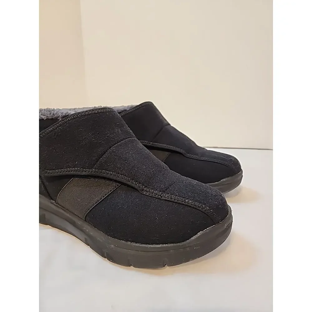 Fitville The Fit Family Shoes Slippers Size 8.5W Mens Black Warm Cozy